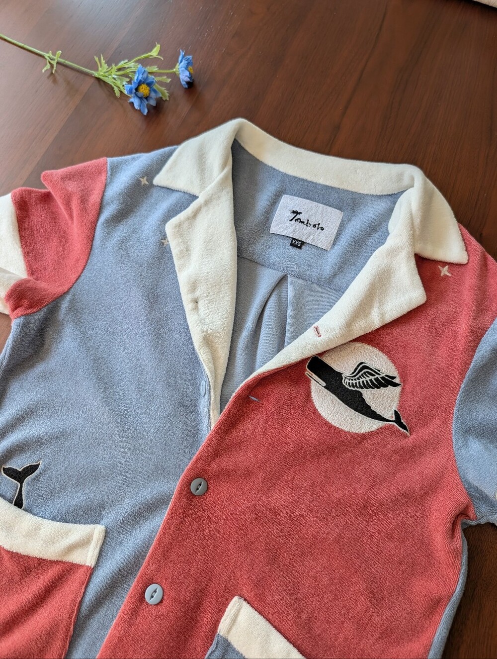 Tombolo Whale Moon Rising Cabana Terry Cloth Shirt